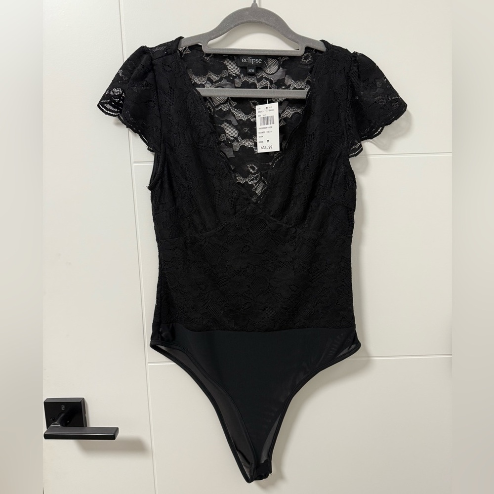 Eclipse Black Lace V-Neck Bodysuit